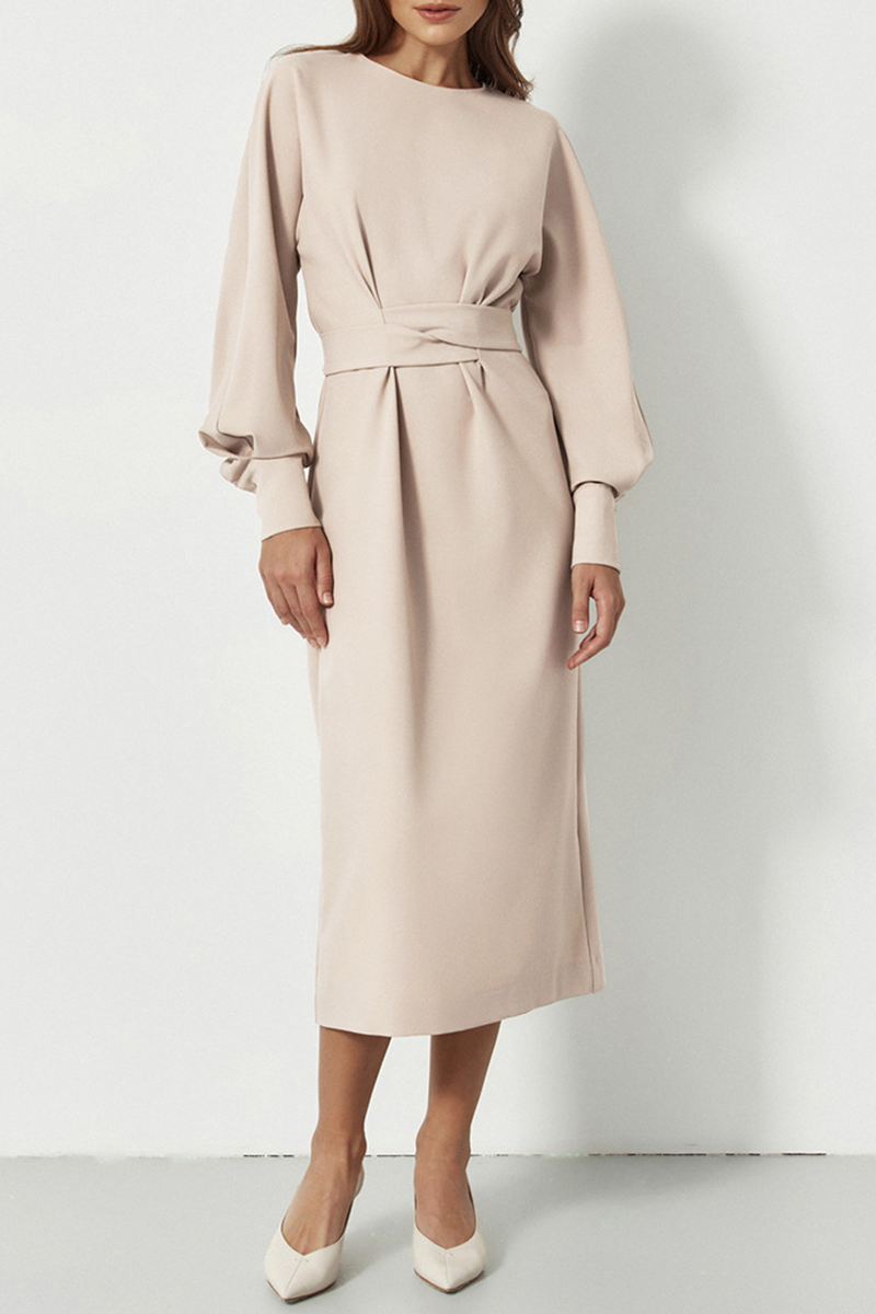 Stilla | Street Solid Patchwork O Hals Talje Nederdel Kjoler