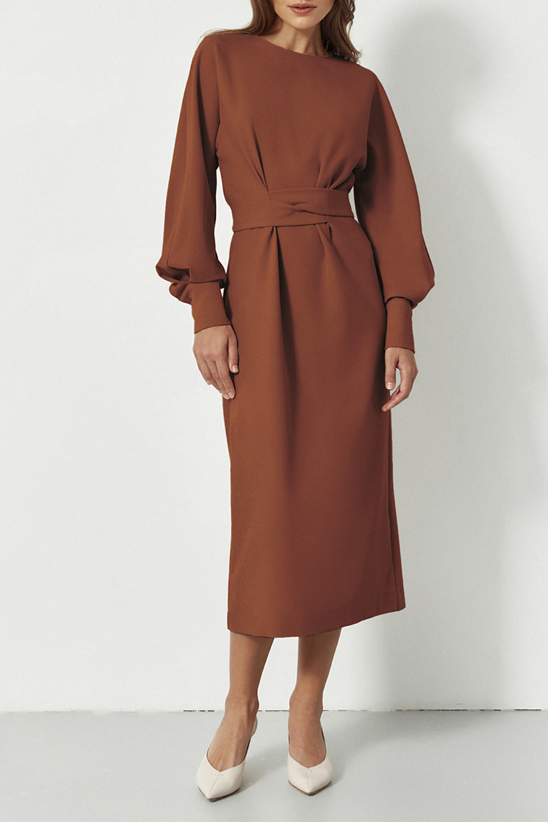 Stilla | Street Solid Patchwork O Hals Talje Nederdel Kjoler