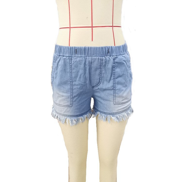 Stilla | Fringeløse Elastiske Jeansshorts