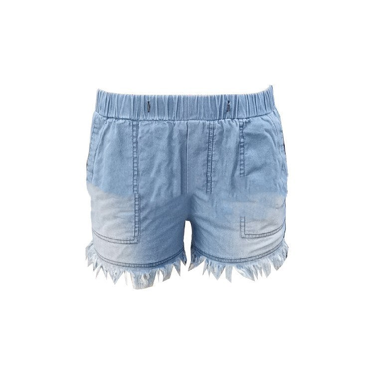 Stilla | Fringeløse Elastiske Jeansshorts