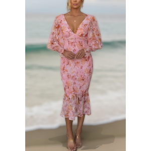 Stilla | Blomsterprint Ruffle Kjole