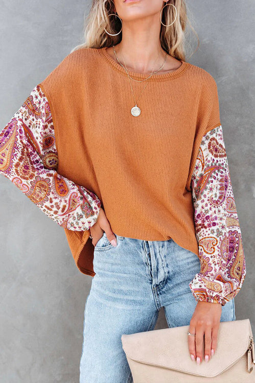 Stilla | Looking That Way Boho Print Langærmet Strik Til Toppen Online
