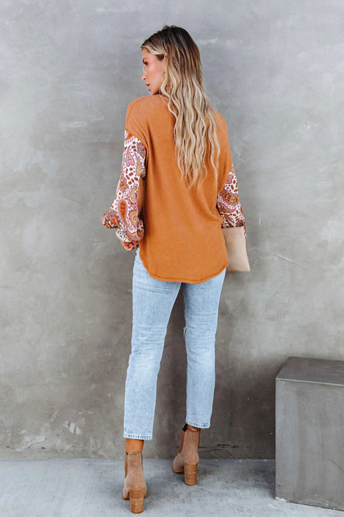 Stilla | Looking That Way Boho Print Langærmet Strik Til Toppen Online