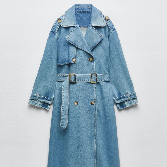 Stilla | Trenchcoat i Blødt og Varme Denim Online Hot Salg