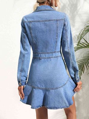 Stilla | Neck Button Down Denim Dress