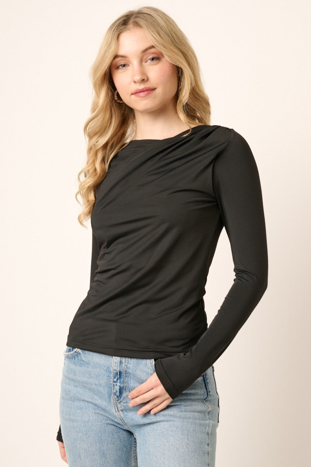 Stilla | Ruflet Langærmet Slim Top
