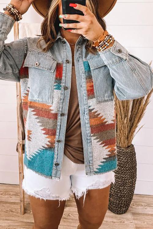 Stilla | Smokey Mountain Aztec Denim Jakke Levere