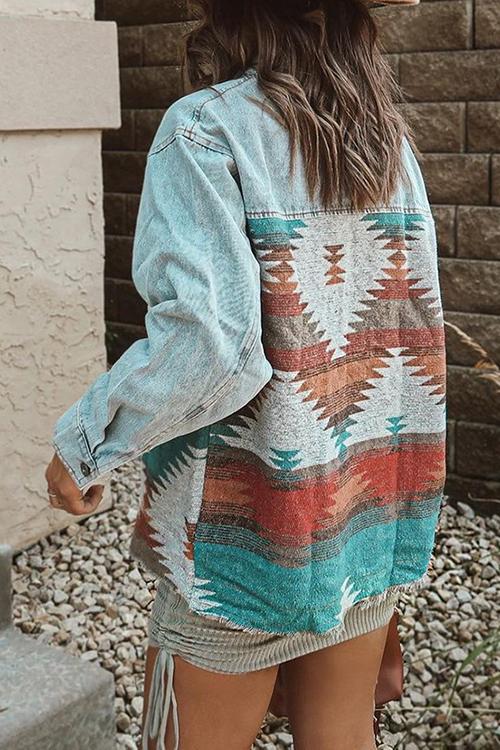 Stilla | Smokey Mountain Aztec Denim Jakke Levere