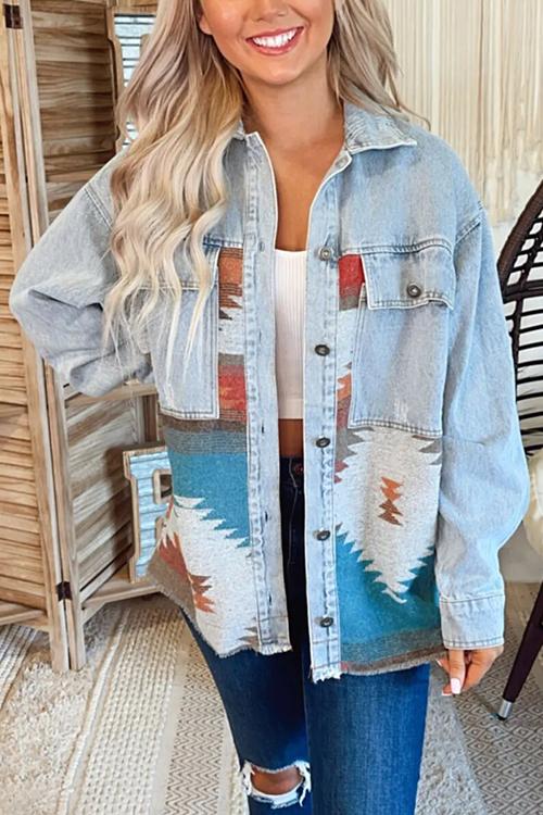 Stilla | Smokey Mountain Aztec Denim Jakke Levere