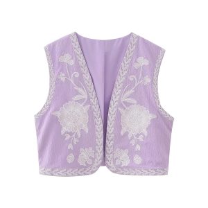 Stilla | Blomstret Gilet Kvinde Årgang Lilla Online nu