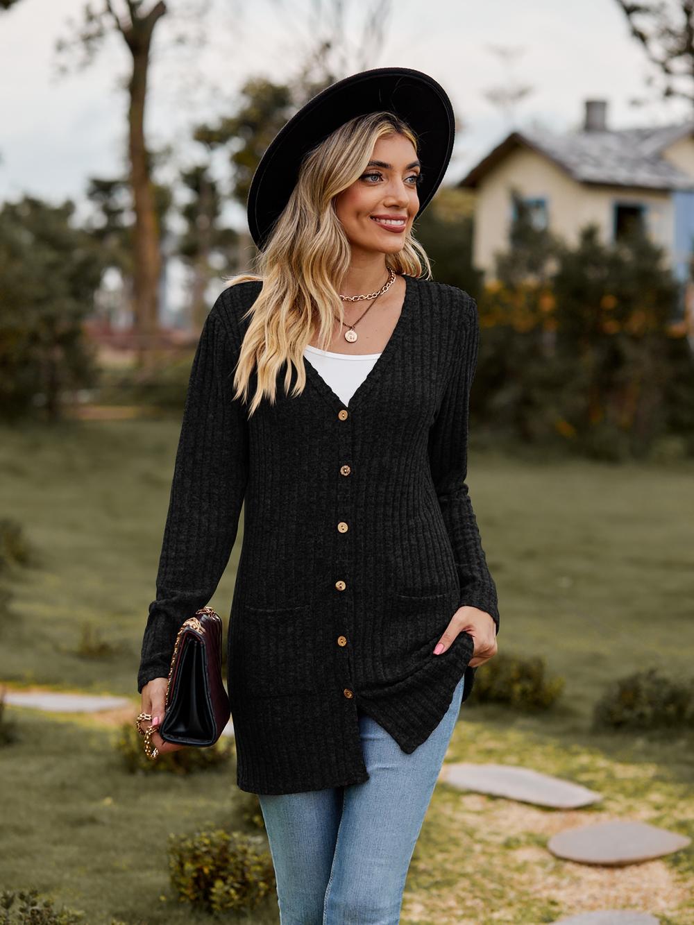 Stilla | Læder Cardigan Med Lange Ærmer Til Damer