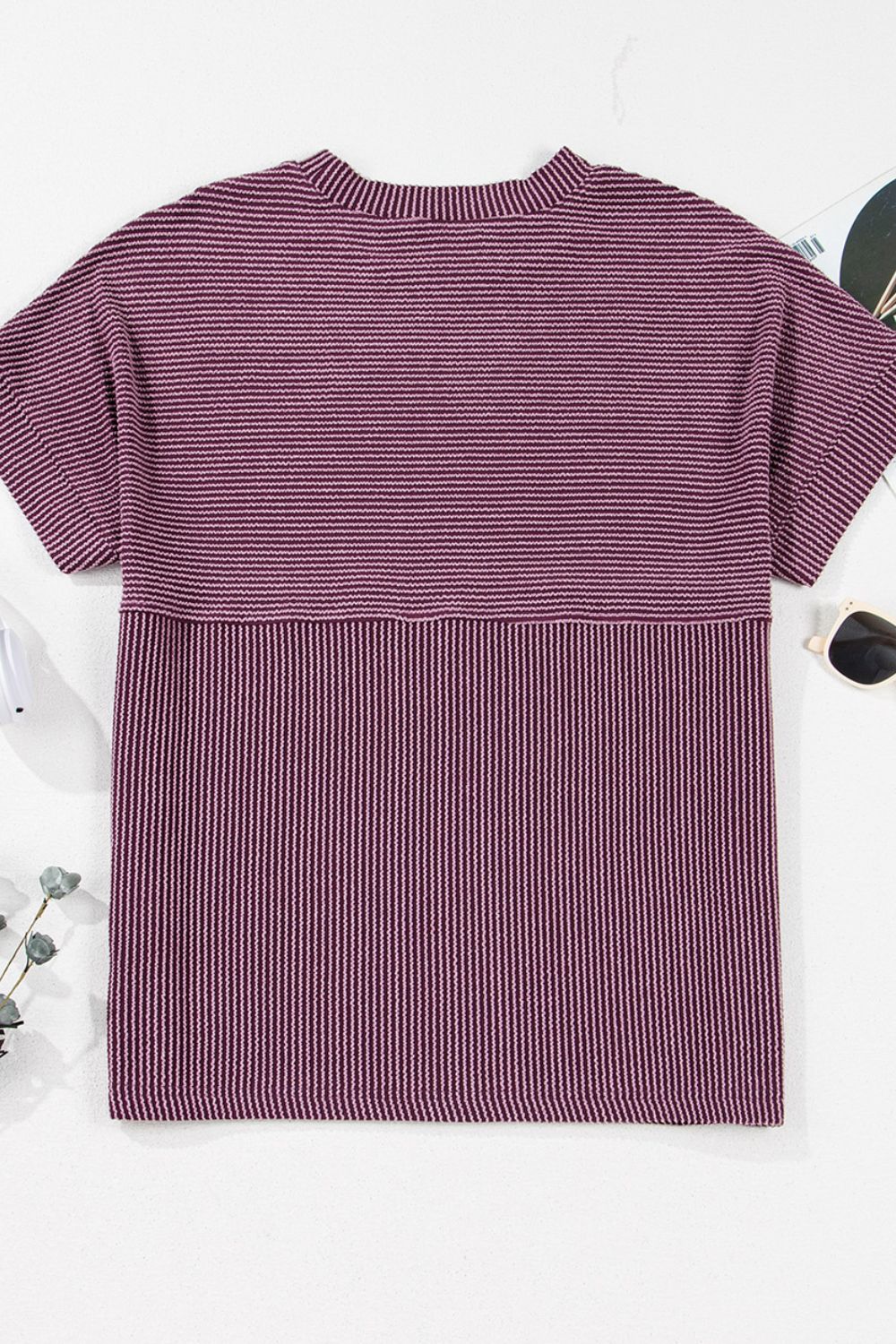Stilla | Ribbet Strik-Mockneck Kortærmet T-Shirt Hot på udsalg