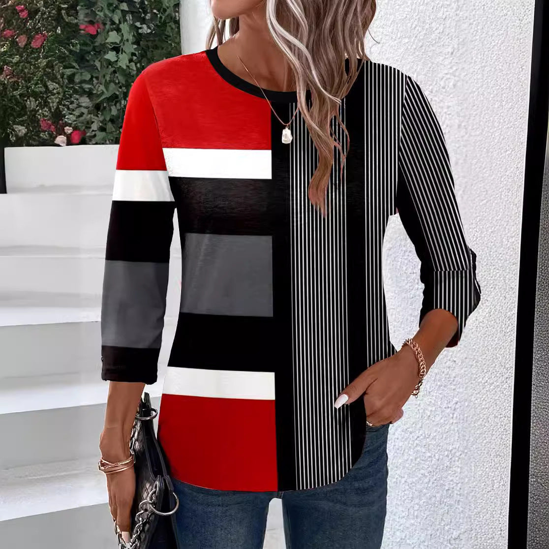 stilla-casual-print-rund-hals-regulaer-aerme-lange-aermer-t-shirt_3.jpg Stilla | Casual Print Rund Hals Regulær Ærme Lange Ærmer T-shirt