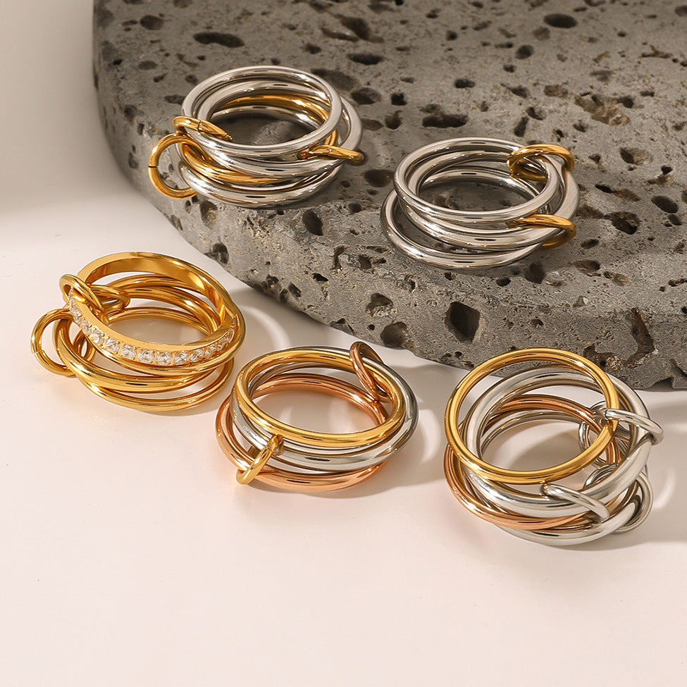 Stilla | Rustfrit Stål Twin Simple Ring Online Hot Salg