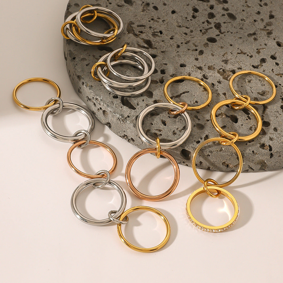 Stilla | Rustfrit Stål Twin Simple Ring Online Hot Salg