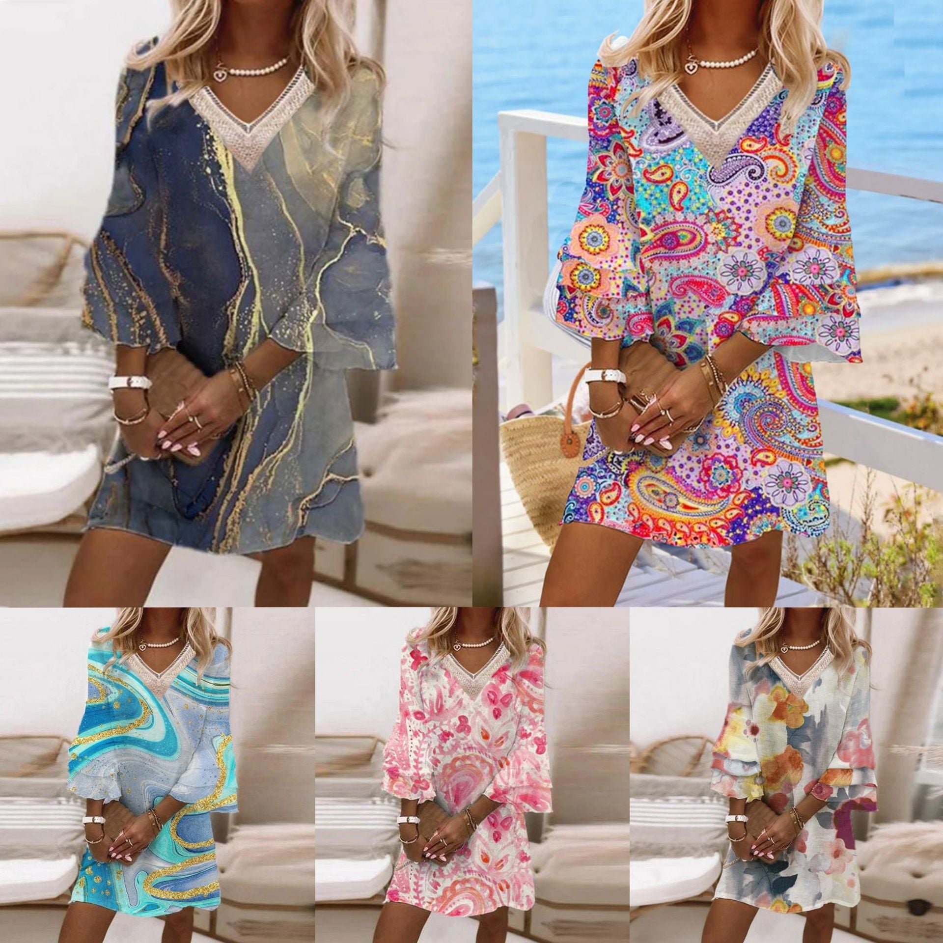 stilla-lagdelt-aerme-casual-v-hals-mini-kjole_0.jpg Stilla | Lagdelt Ærme Casual V-Hals Mini Kjole Udsalg