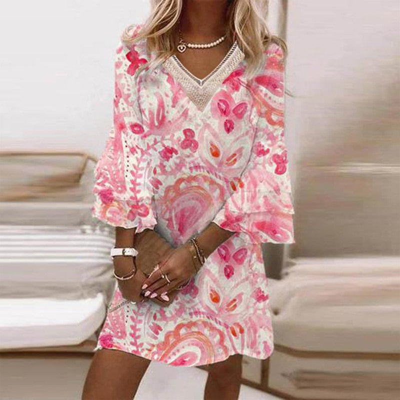 stilla-lagdelt-aerme-casual-v-hals-mini-kjole_2.jpg Stilla | Lagdelt Ærme Casual V-Hals Mini Kjole Udsalg