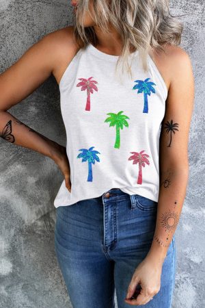 Stilla | Pailletter Kokosnødder Rundhalset Tanktop