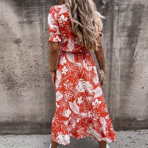 Stilla | Kjole Med Blomsterprint Kjole Med V Udsnit Og Slids I Siden