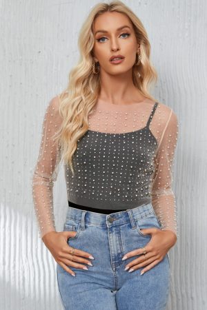 Stilla | Langærmet Mesh Cropped Top