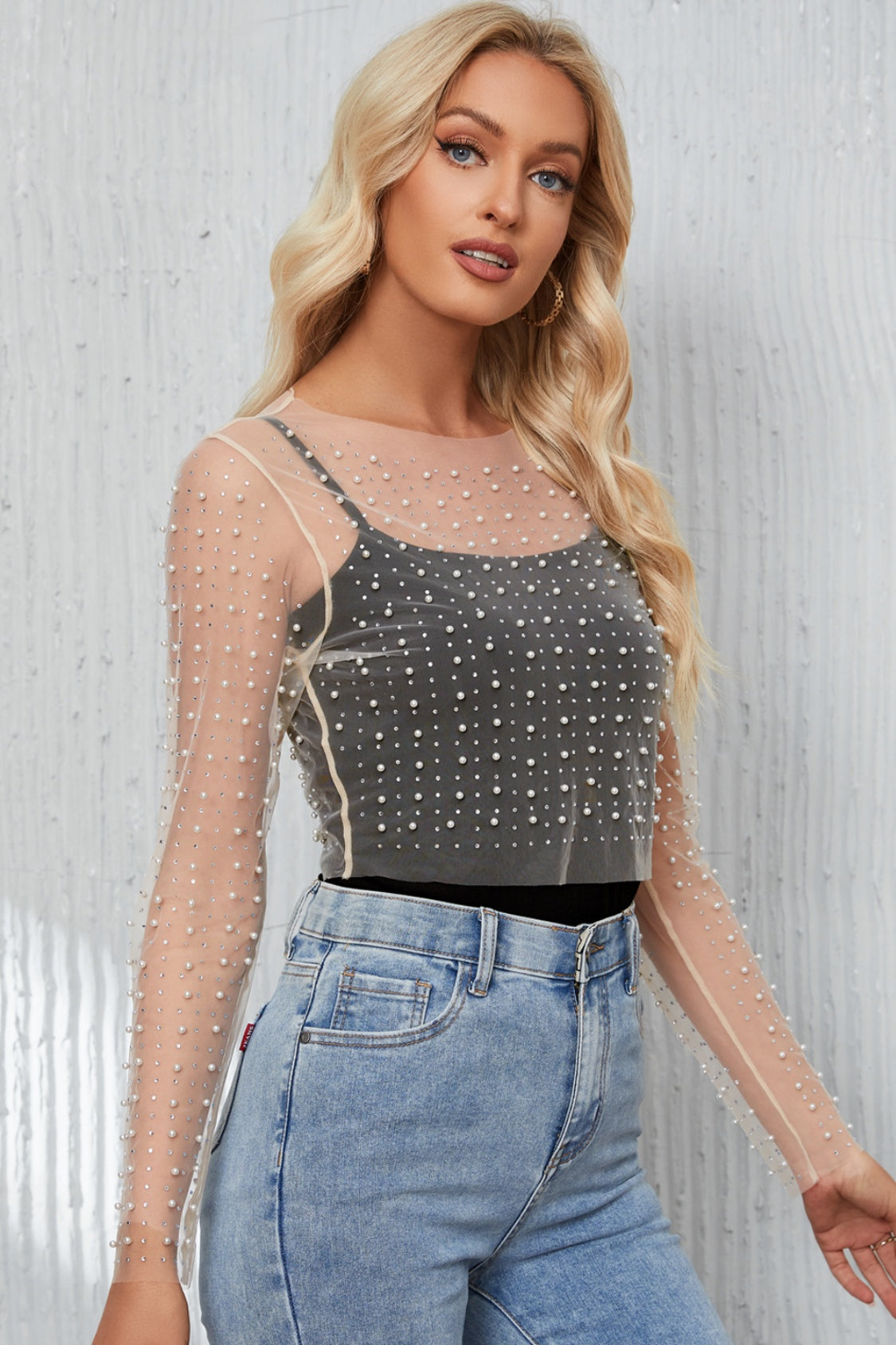 Stilla | Langærmet Mesh Cropped Top