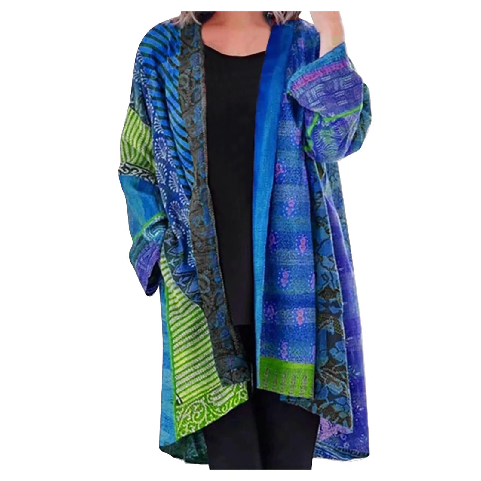 Stilla | Løs strikket cardigan med etnisk print
