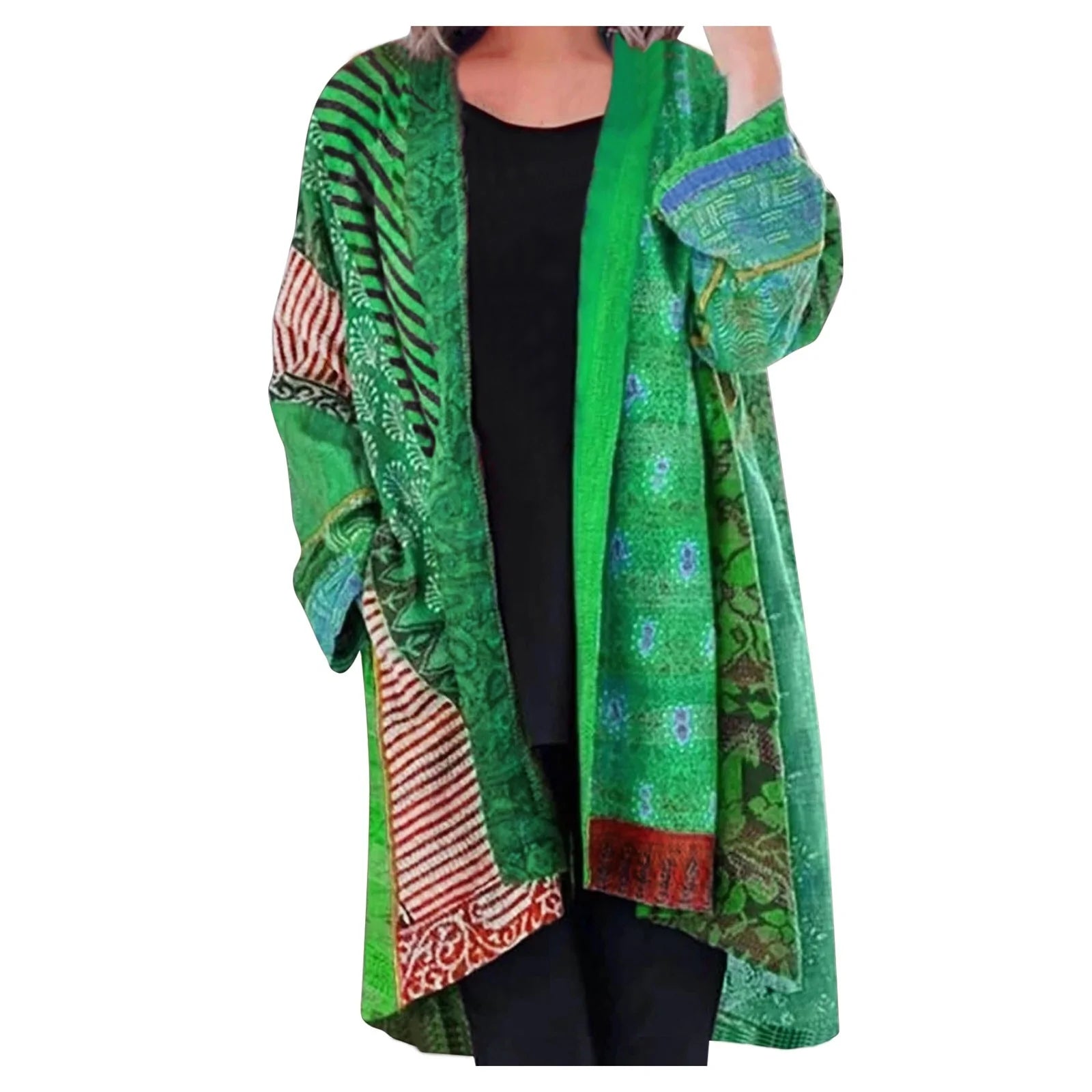 Stilla | Løs strikket cardigan med etnisk print