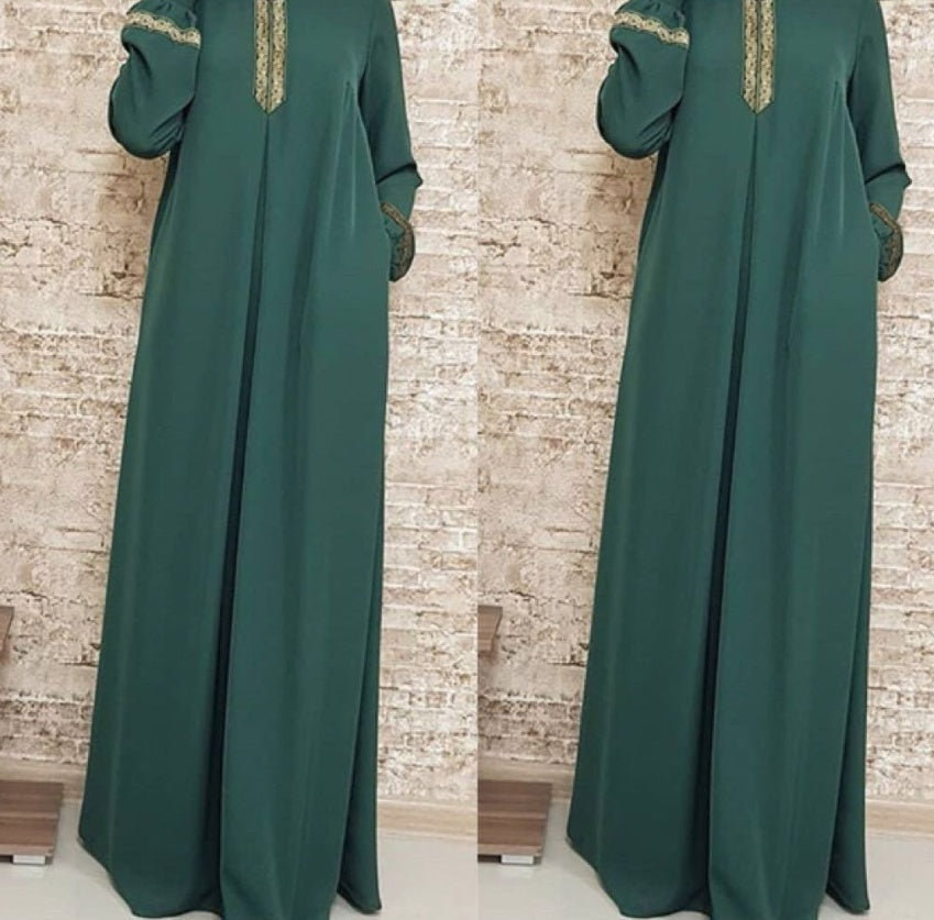 Stilla | Plus Size Tryk Abaya Jilbab Muslimsk Maxikjole