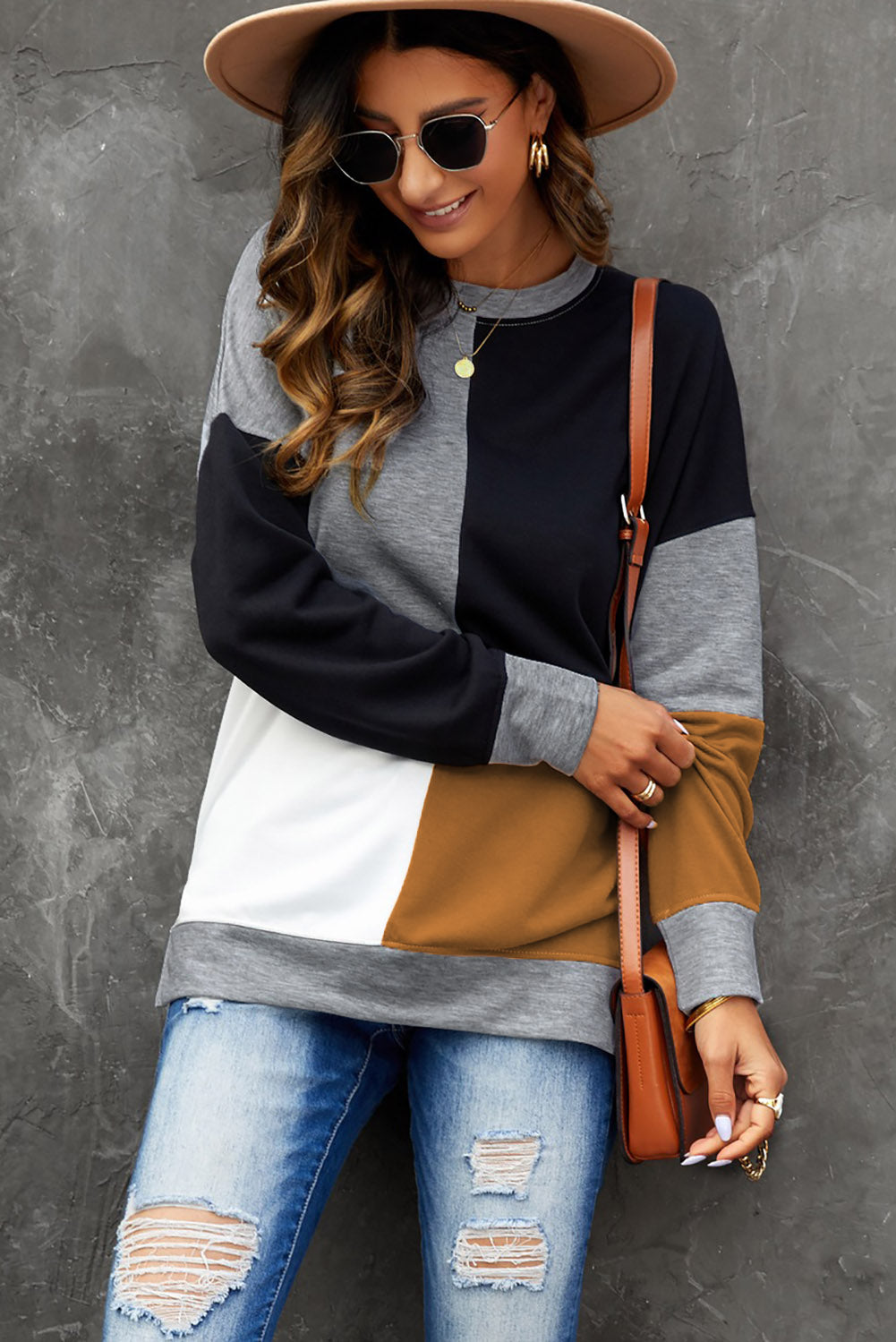Stilla | Blok Rund Hals Sweatshirt