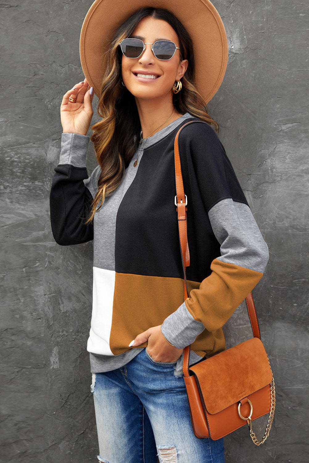 Stilla | Blok Rund Hals Sweatshirt
