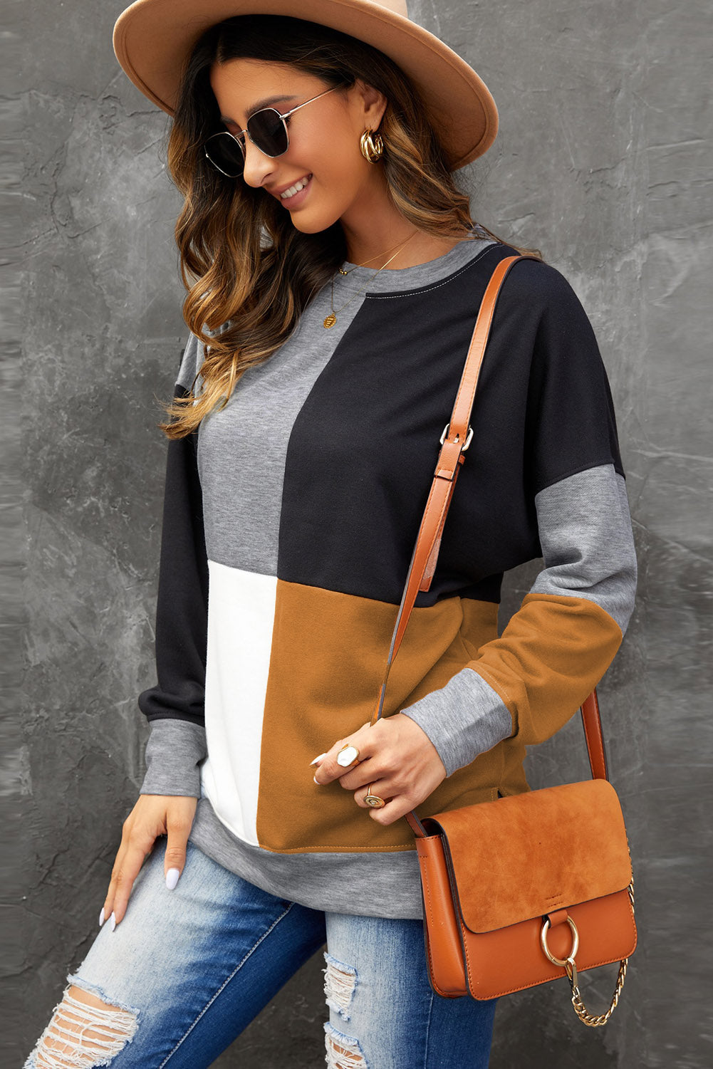 Stilla | Blok Rund Hals Sweatshirt