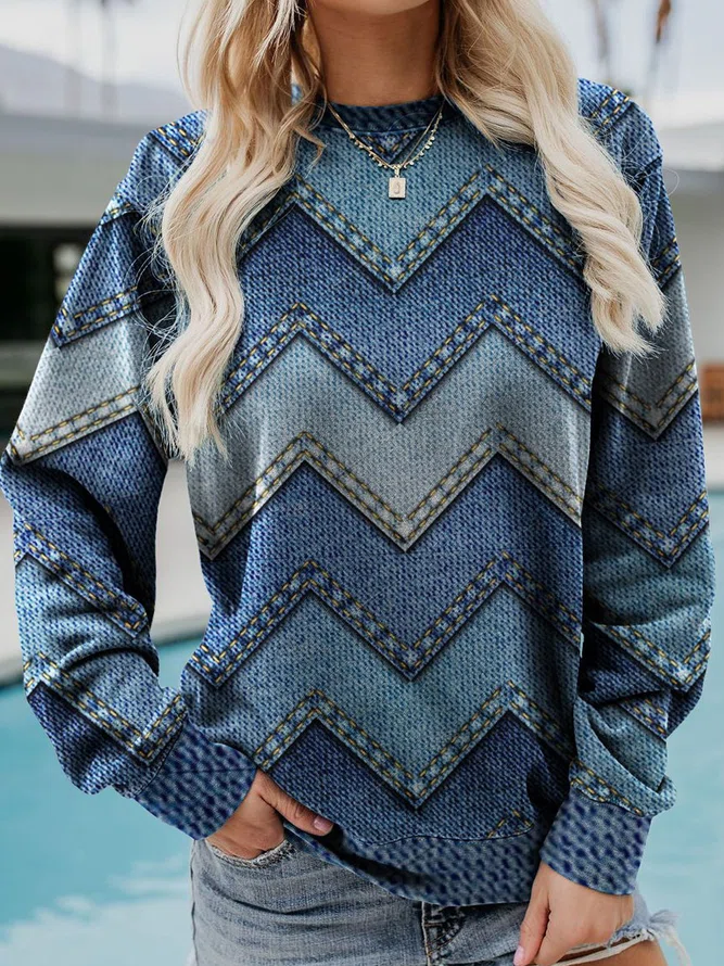 Stilla | Casual Sweatshirt Med Geometrisk Mønster Online