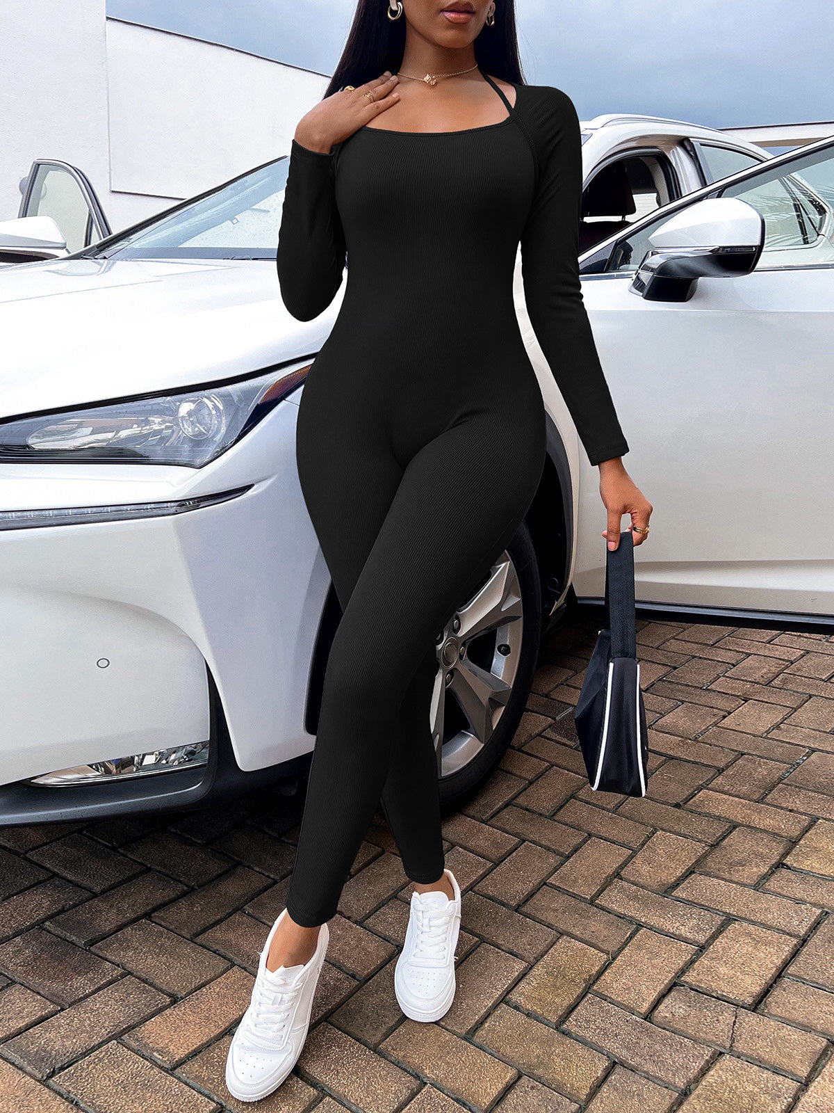 Stilla | Kvinders Jumpsuits Bind Op Langærmet Slim Fit Jumpsuit
