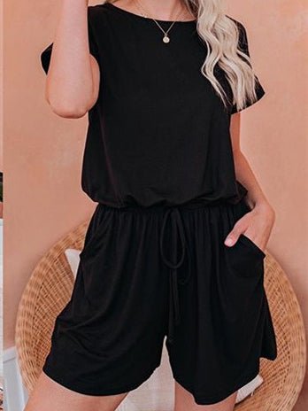 Stilla | Kvinders Jumpsuits Solid Kortærmet Snørelukning Afslappet Jumpsuit Online Hot Salg