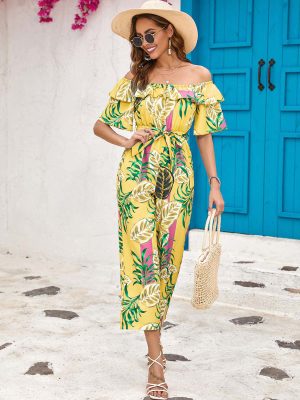Stilla | Printet Gul Jumpsuit Online