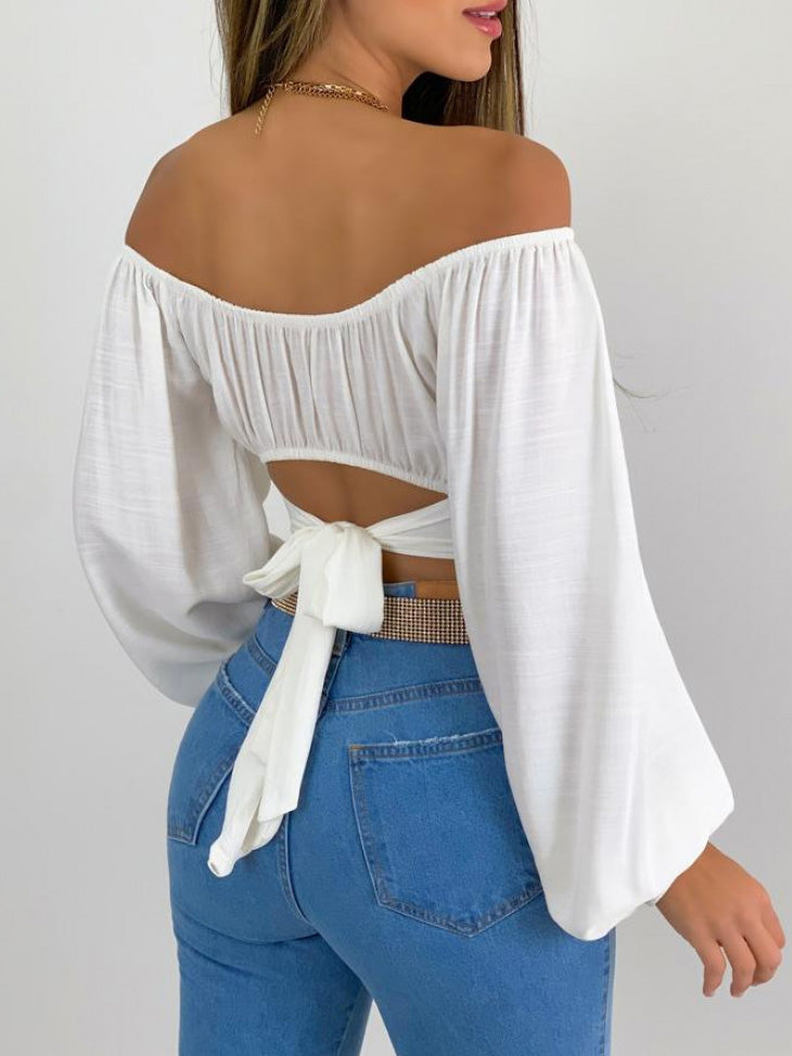 Stilla | Damebluser En Ord Krave Lang Ærme Crop Bluse