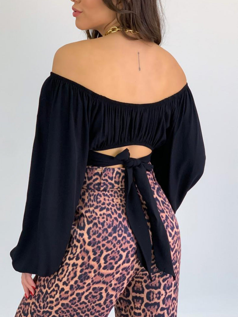 Stilla | Damebluser En Ord Krave Lang Ærme Crop Bluse