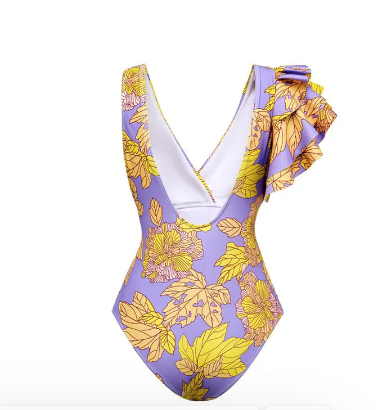 Stilla | Gul Blomster Badedragt Med Ruffles Udsalg