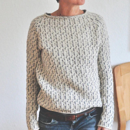 Stilla | Smart Grå Sweater Med Rund Udsnit