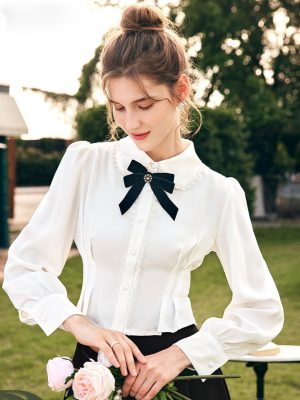 Stilla | Bluse Vintage Stil Puffærmer Bluse