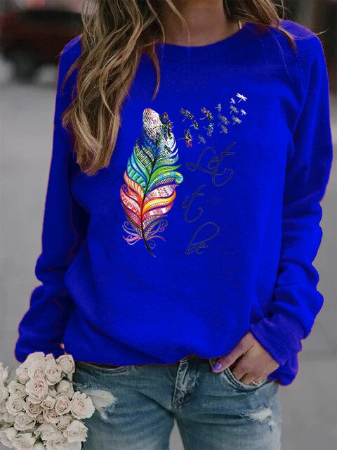 Stilla | Stilig Sweatshirt med Fjer-Motiv for Ultimativ Komfort