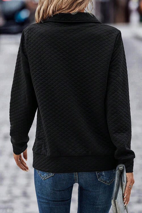 Stilla | Zip Krave Ensfarvet Langærmet Sweatshirt Online salg