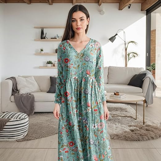 Stilla | Blomstret Kjole Med Rynket Talje