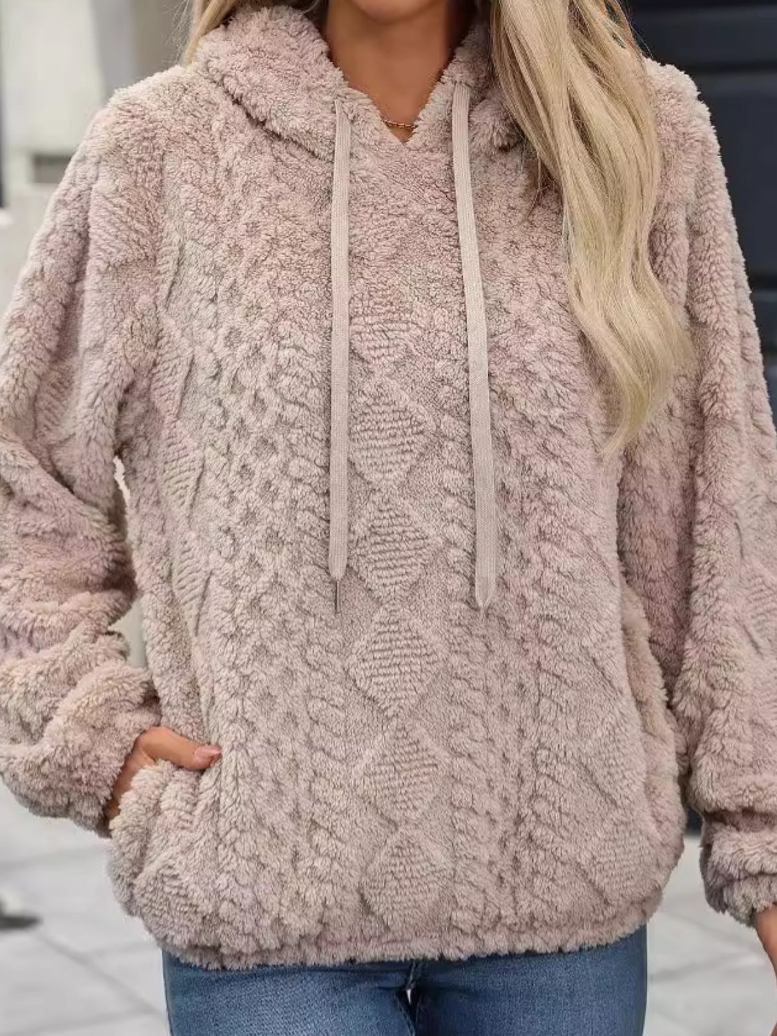 Stilla | Fleece Hættetrøje Med Lange Ærmer og Snøre