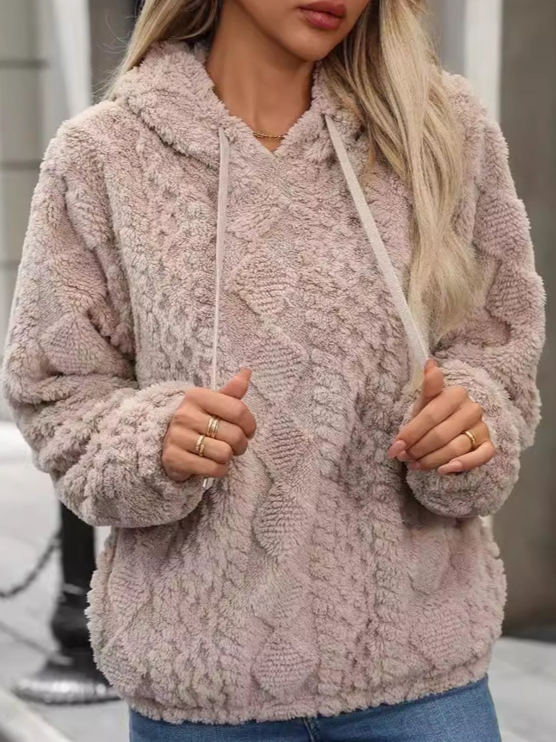 Stilla | Fleece Hættetrøje Med Lange Ærmer og Snøre
