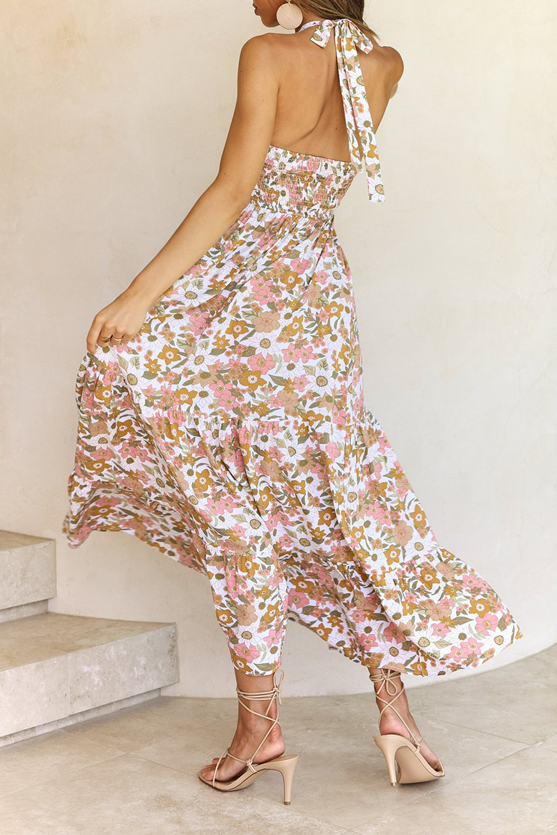 Stilla | Mode Print Patchwork Halter Talje Nederdele Kjoler