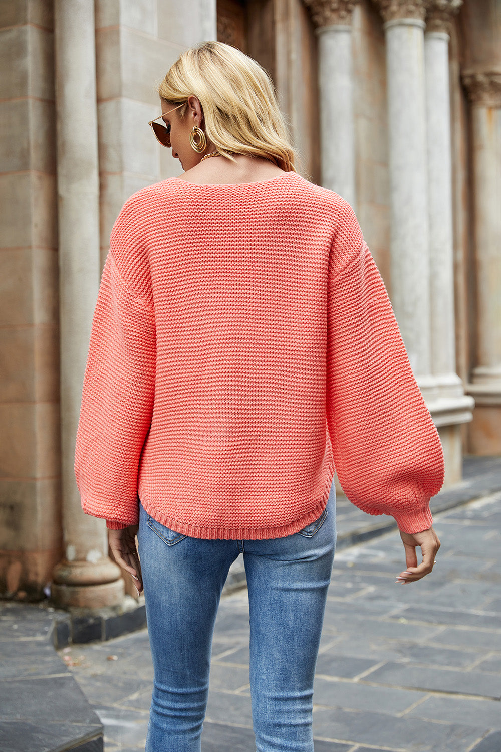 Stilla | V Hals Lanterne Ærme Sweater
