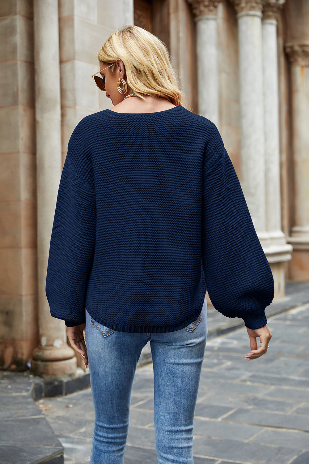 Stilla | V Hals Lanterne Ærme Sweater
