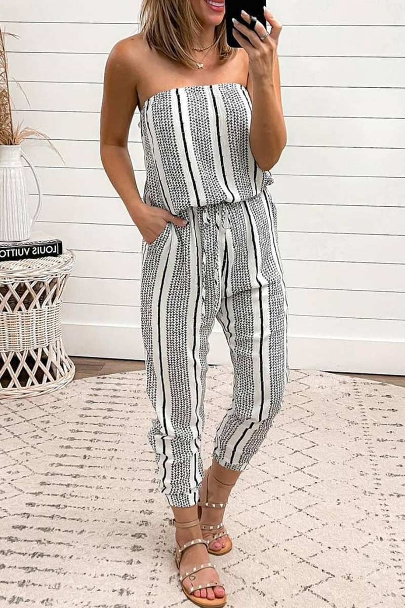 Stilla | Afslappet Print Frenulum Fold Strapless Regular Jumpsuits Udsalg