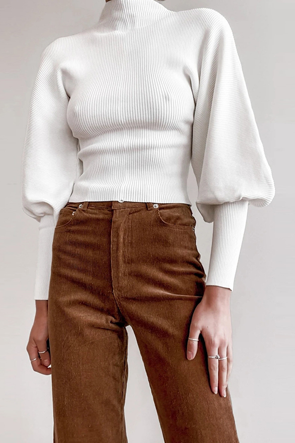 Stilla | Lækker sweater med rullekrave i ensfarvet patchwork Mode